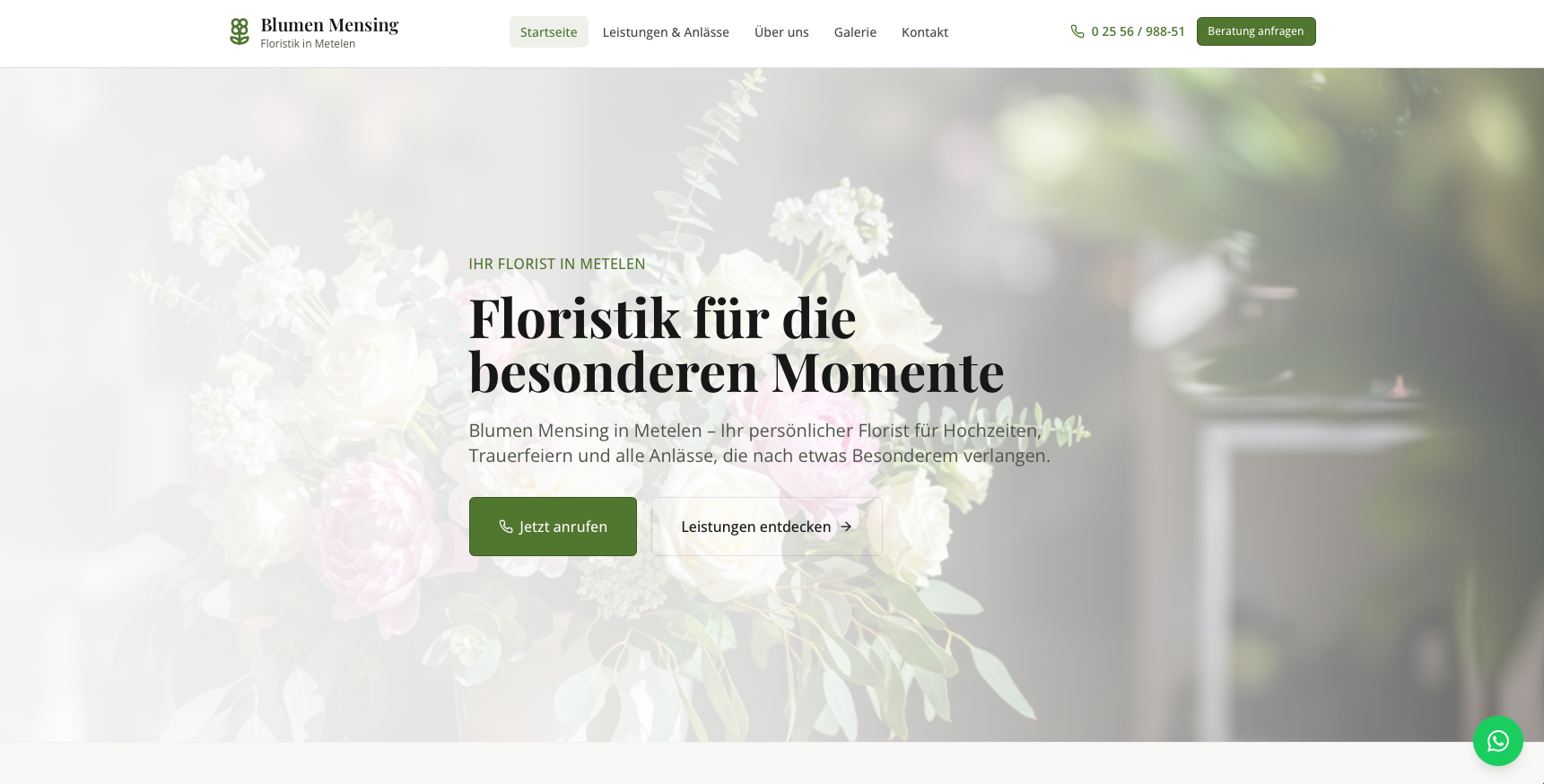 Blumen Mensing — Redesign-Konzept
