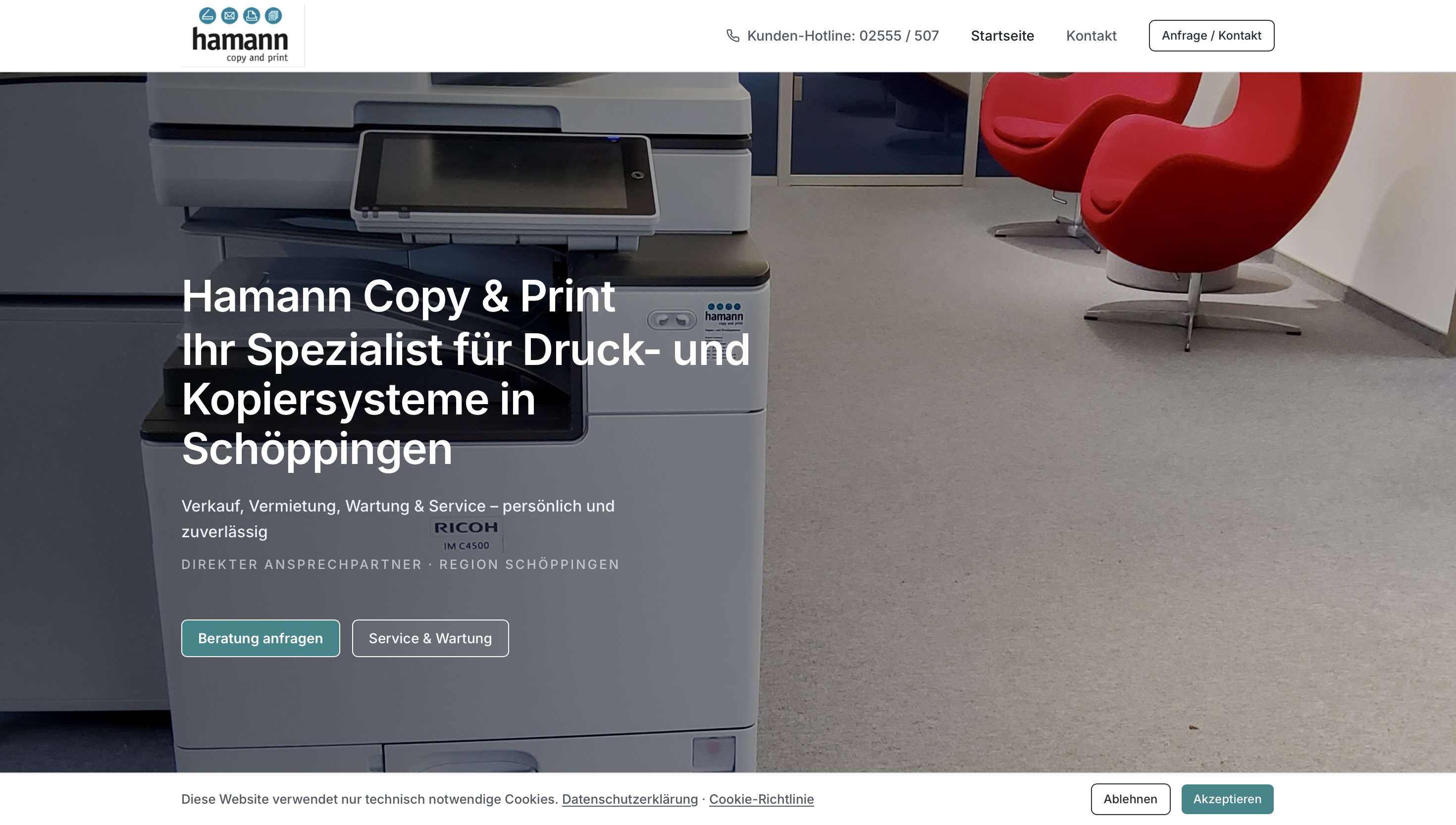Hamann Copy und Print Website in der Projektansicht